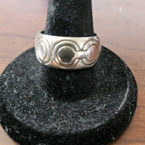 Coach 925 Sterling Silver Signature C Band Ring Size 8 - Picture 5 of 5